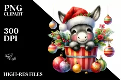Colorful Donkey with Santa Hat PNG Product Image 2