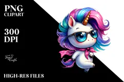Vibrant Cute Unicorn, Watercolor PNG Product Image 2