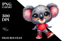 Watercolor Koala Big Eyes with Shoes Smiling. Product Image 2