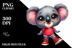 Watercolor Koala Big Eyes with Shoes Smiling. Product Image 1
