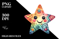 Watercolor Colorful Star PNG Product Image 2