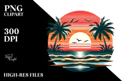 Retro Tropical Sunset, Tshirt Style, Transparent PNG Product Image 2