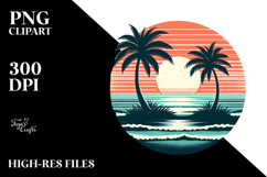 Retro Tropical Sunset, Tshirt Style, Transparent PNG Product Image 2