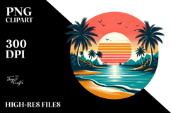 Retro Tropical Rainbow Sunset PNG Product Image 2