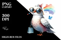 Funny Dove With Sunglasses | Sublimation | Clipart Product Image 1