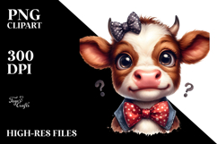 Funny Cow with Bow and Tie PNG Product Image 2