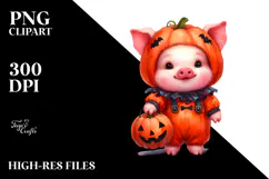 Cute Baby Halloween Pig PNG Product Image 2
