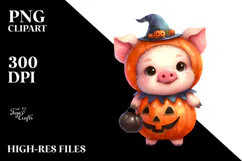 Cute Baby Halloween Pig PNG Product Image 2