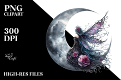 Gothic Fairy on the Moon PNG Product Image 2