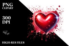Watercolor Red Glossy Heart PNG Product Image 2