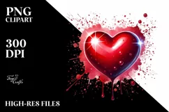 Watercolor Red Glossy Heart PNG Product Image 2