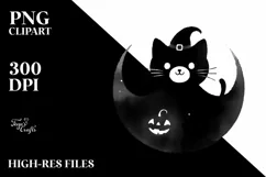 Simple Funny Halloween Black Cat PNG Product Image 3