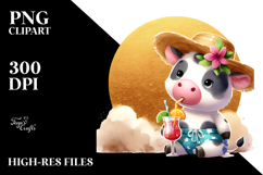 Cow with Beachwear and Cocktail, High-Res PNG Product Image 2