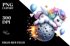 Cute Unicorn Meteor Watercolor Clipart Title Product Image 2