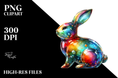 Colorful Bunny on Splashy Background PNG Product Image 2