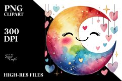 Smiling Moon with Hearts PNG Product Image 2
