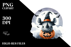 Watercolor Rhino Halloween PNG Product Image 2
