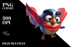 jumping Bird with Superhero Cape, Soft Drop Shadow PNG Product Image 2