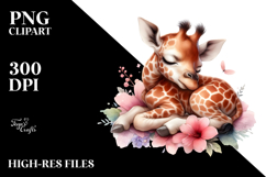 Sleeping Baby Giraffe PNG Product Image 2