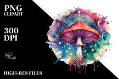 Vibrant Magical Celestial Mushroom Tarot, PNG Product Image 2