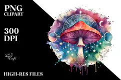 Vibrant Magical Celestial Mushroom Tarot, PNG Product Image 2