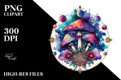 Vibrant Magical Celestial Mushroom Tarot, PNG Product Image 2