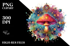 Vibrant Magical Celestial Mushroom Tarot, PNG Product Image 2