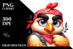 Dramatic Chicken with Bandana, Vibrant PNG Product Image 2