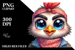 Dramatic Chicken with Bandana, Vibrant PNG Product Image 2