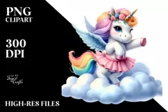 Cute Unicorn Dancer Watercolor Clipart Title Product Image 3