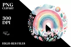 Colorful Whimsical Rainbow Watercolor Clipart Title Product Image 1