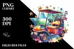 Vintage Vibrant Golf Cart Stars | Clipart Product Image 3