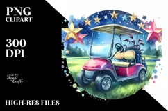 Vintage Vibrant Golf Cart Stars | Clipart Product Image 3