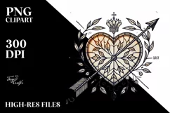 Stained Heart with Arrow, Transparent PNG Product Image 2