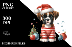 Boxer with Christmas Decorations, PNG Product Image 2