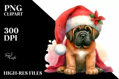 Vibrant Mastiff with Santa Hat, PNG Product Image 1