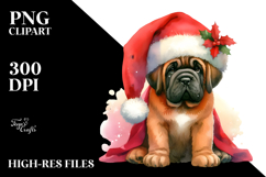 Vibrant Mastiff with Santa Hat, PNG Product Image 2