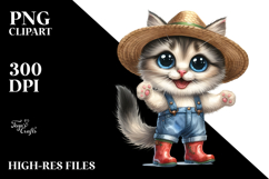 Watercolor Cat Big Eyes Standing Up | Sublimation Clipart Product Image 2