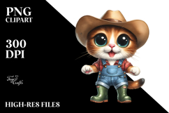 Watercolor Cat Big Eyes Standing Up | Sublimation Clipart Product Image 2