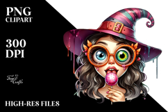 Enthusiastic Witch with Party Hat, PNG Product Image 2