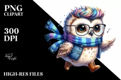 Running Owl with Excited Expression, Watercolor PNG Product Image 3