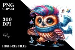 Running Owl with Excited Expression, Watercolor PNG Product Image 3