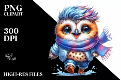 Running Owl with Excited Expression, Watercolor PNG Product Image 3