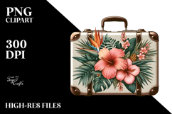 Tropical Flower Suitcase Clipart Product Image 2