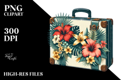 Tropical Flower Suitcase Clipart Product Image 2