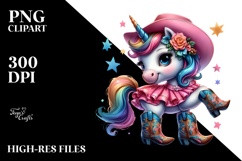 Colorful Unicorn in Line Dancer's Boots PNG Product Image 2