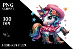 Colorful Unicorn in Line Dancer's Boots PNG Product Image 1