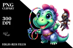 Vibrant Cute Baby Dinosaur PNG Product Image 2