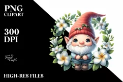 Cute Baby Gnome Gardenia Wreath | Sublimation | Clipart Product Image 3