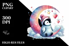 Colorful Watercolor Penguin PNG Product Image 2